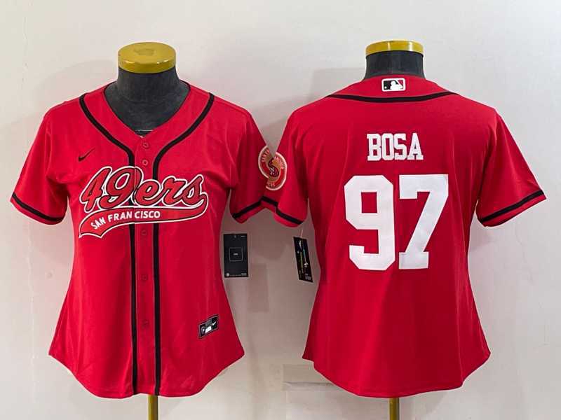 Youth San Francisco 49ers #97 Nick Bosa Red With Patch Cool Base Stitched Baseball Jersey->youth nfl jersey->Youth Jersey
